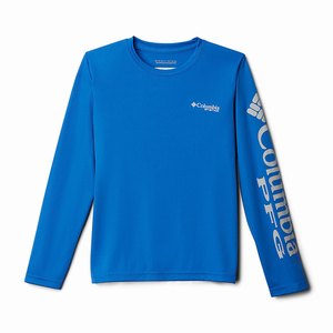 Columbia PFG Terminal Tackle™ Långärmad Tee Pojkar Blå/Grå (HNEZL5378)